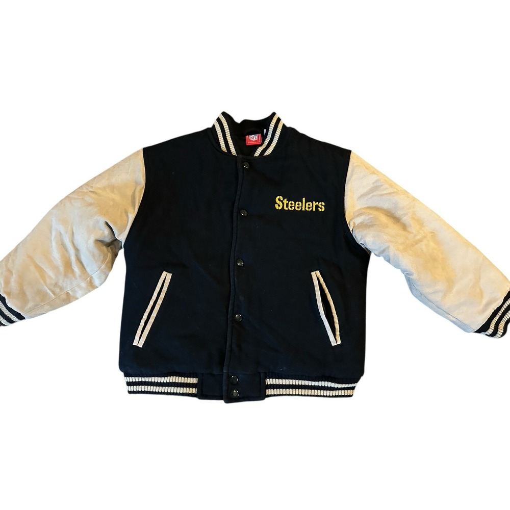 Steelers Pittsburgh NFL Varsity Snap Jacket Wool Blend Youth Small